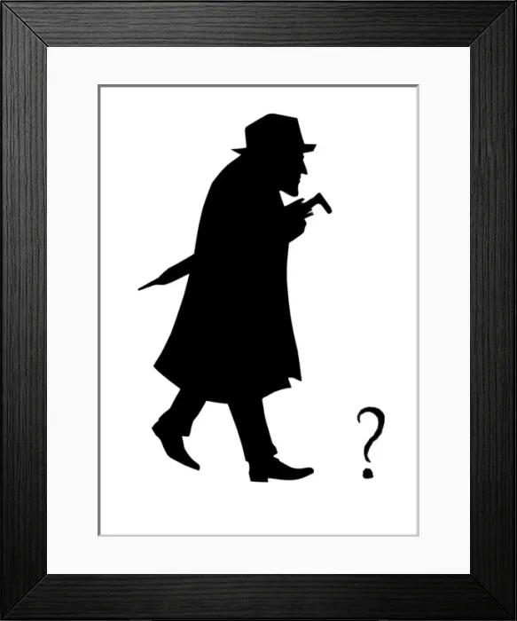 Framed Print : Silhouette of man with umbrella Framed Print : Silhouette of man with umbrella