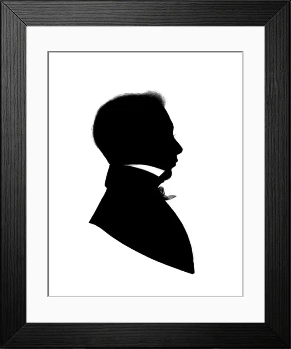 Framed Print : Silhouette portrait of Robert Brazenor Oakley Framed Print : Silhouette portrait of Robert Brazenor Oakley