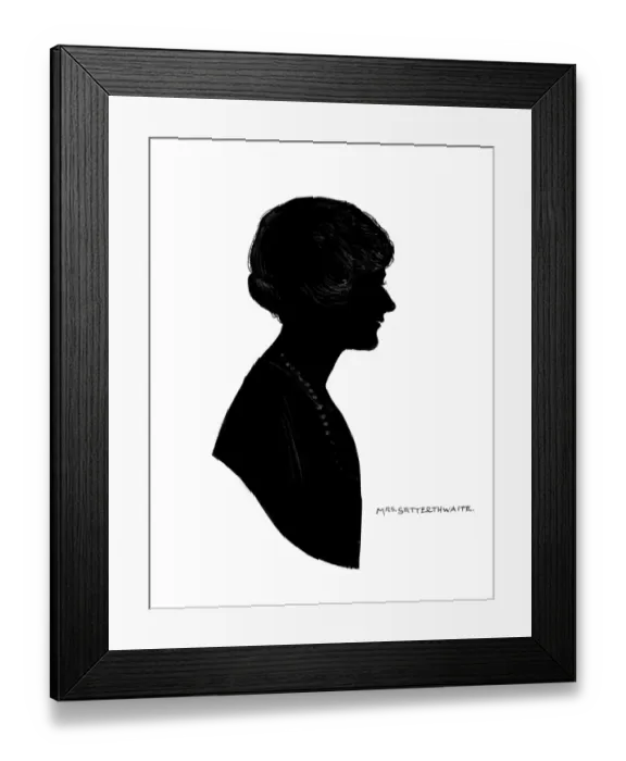 Framed Print : Silhouette portrait of Mrs Satterthwaite Framed Print : Silhouette portrait of Mrs Satterthwaite