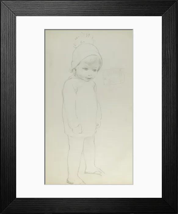 Framed Print : Pencil sketch of toddler Framed Print : Pencil sketch of toddler