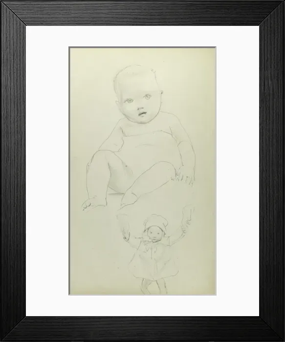Framed Print : Pencil sketches of baby and toddler Framed Print : Pencil sketches of baby and toddler