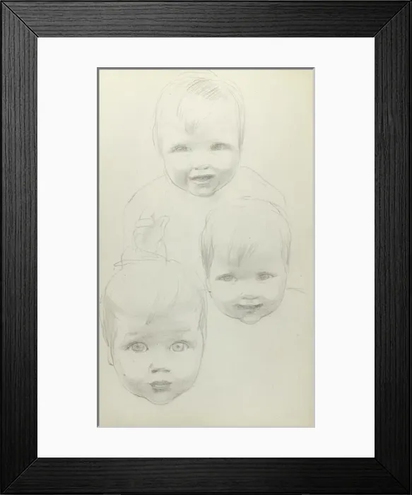 Framed Print : Three studies of babys head Framed Print : Three studies of babys head