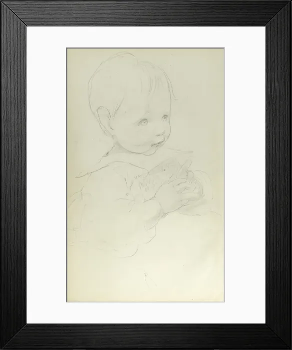 Framed Print : Pencil sketch of toddler Framed Print : Pencil sketch of toddler