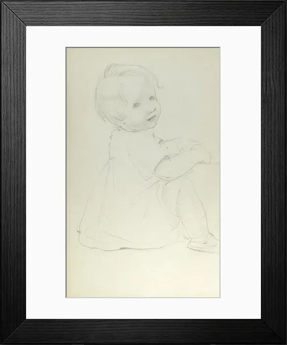 Framed Print : Pencil sketch of toddler Framed Print : Pencil sketch of toddler