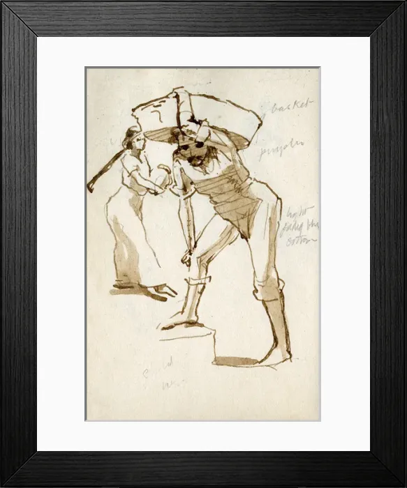 Framed Print : Sketch of working people Framed Print : Sketch of working people