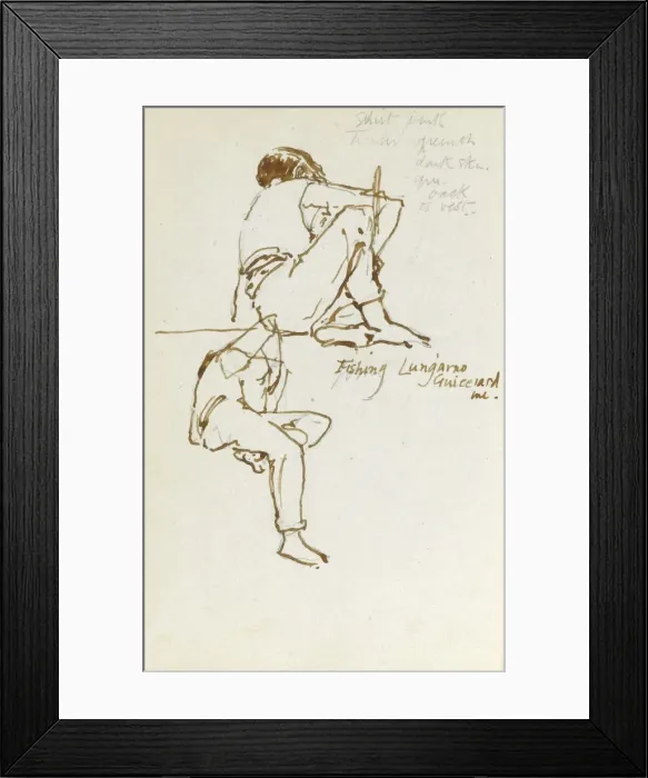 Framed Print : Sketch of boy fishing Framed Print : Sketch of boy fishing