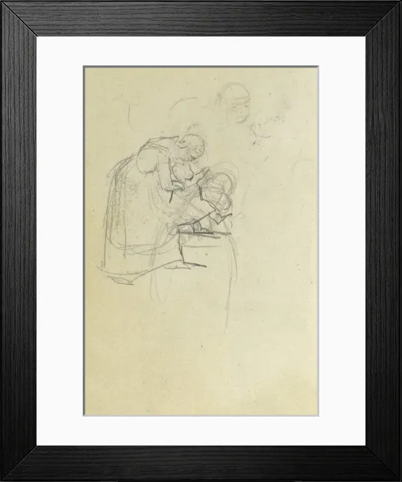 Framed Print : Pencil sketch of mother and toddler Framed Print : Pencil sketch of mother and toddler