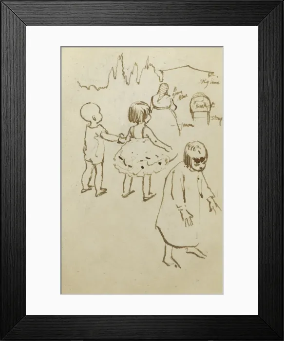 Framed Print : Sketch of children and woman Framed Print : Sketch of children and woman