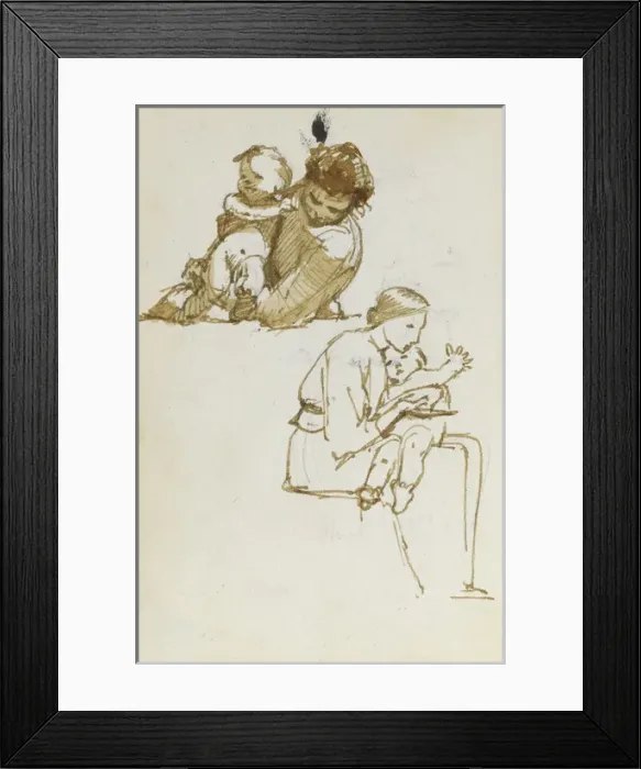 Framed Print : Two sketches of mother and child Framed Print : Two sketches of mother and child