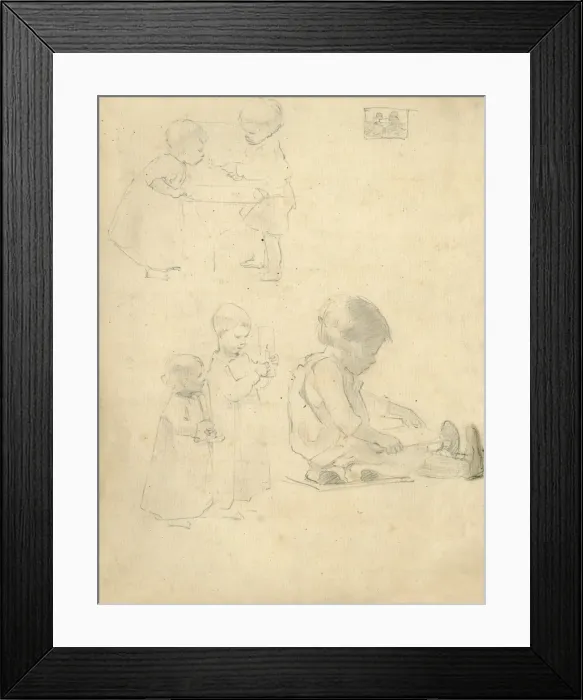 Framed Print : Pencil sketches of children Framed Print : Pencil sketches of children