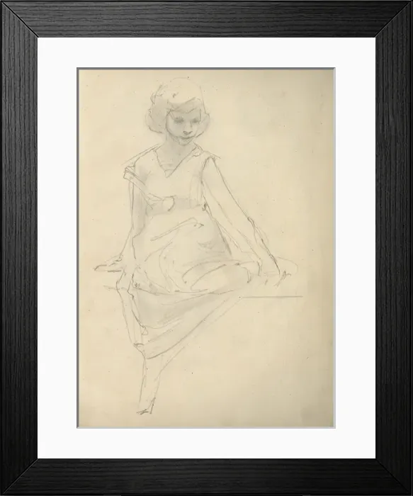 Framed Print : Pencil sketch of young woman Framed Print : Pencil sketch of young woman