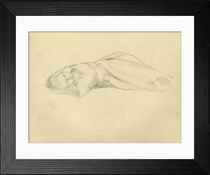 Framed Print : Pencil sketch of young woman reclining Framed Print : Pencil sketch of young woman reclining