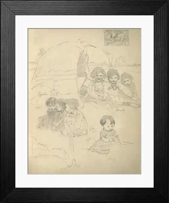 Framed Print : Pencil sketches of children Framed Print : Pencil sketches of children