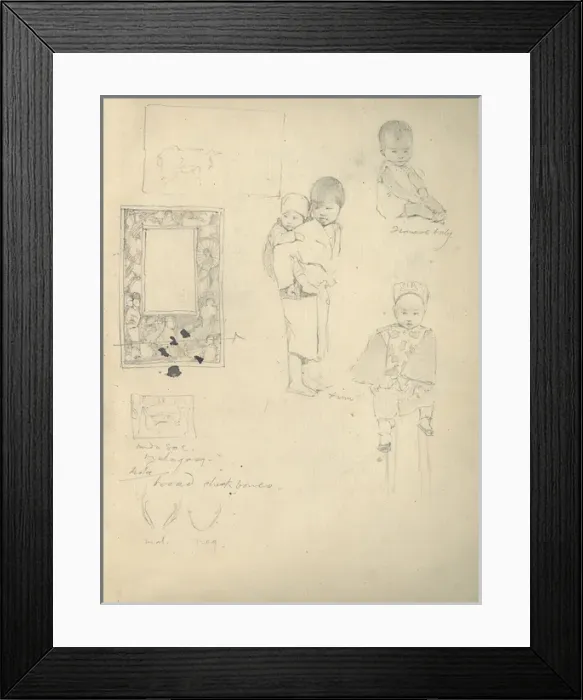 Framed Print : Pencil sketches of children Framed Print : Pencil sketches of children