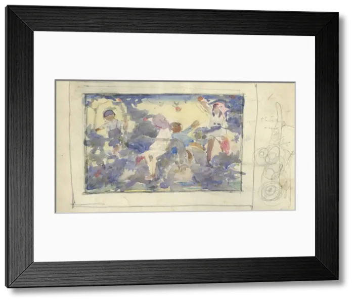 Framed Print : Watercolour sketch of children Framed Print : Watercolour sketch of children