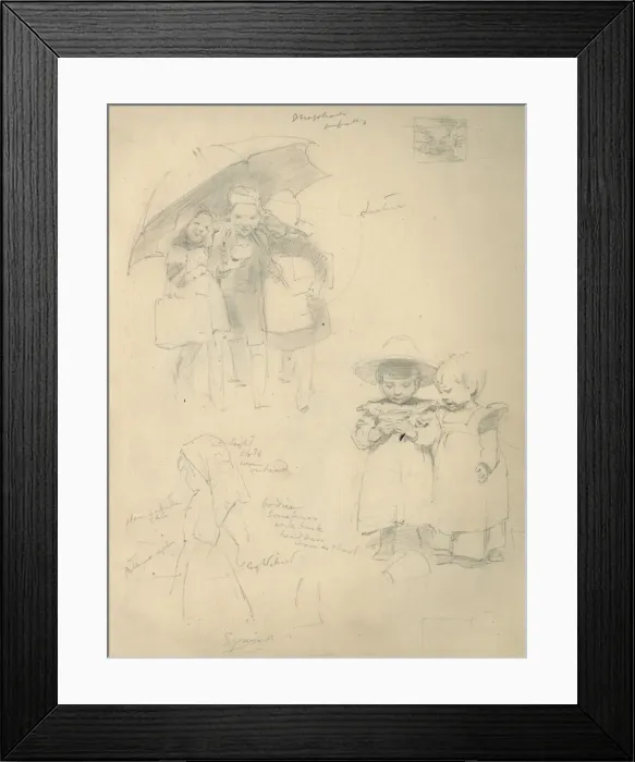 Framed Print : Pencil sketches of children Framed Print : Pencil sketches of children