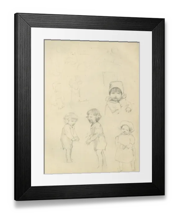 Framed Print : Pencil sketches of children Framed Print : Pencil sketches of children
