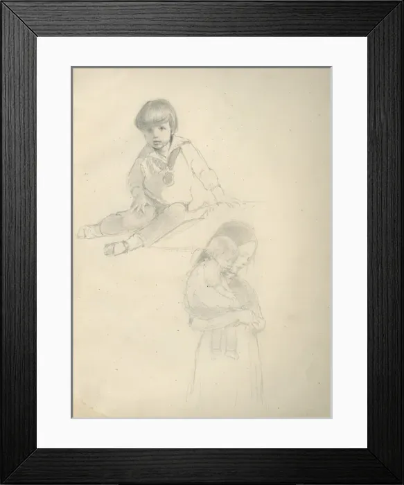 Framed Print : Pencil sketches of children Framed Print : Pencil sketches of children