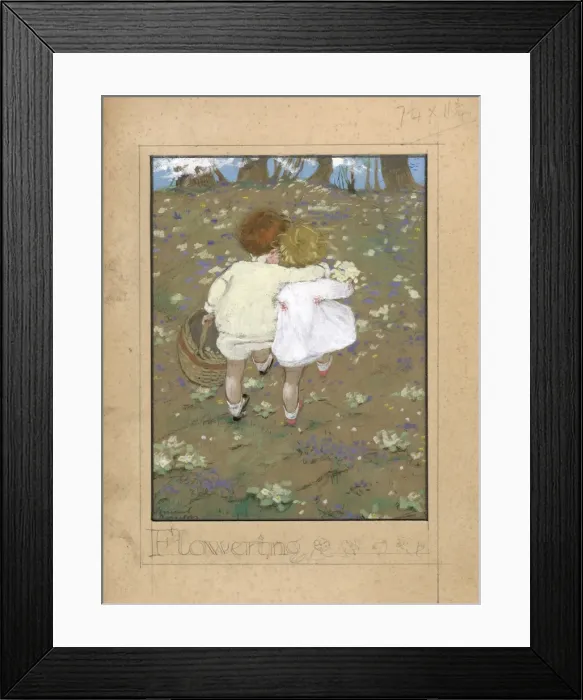 Framed Print : Two toddlers in springtime by Muriel Dawson Framed Print : Two toddlers in springtime by Muriel Dawson