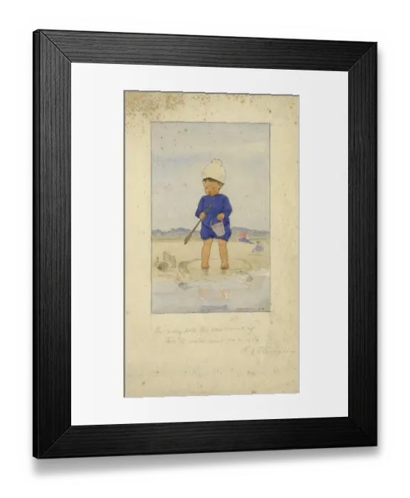 Framed Print : Toddler with bucket and spade by Muriel Dawson Framed Print : Toddler with bucket and spade by Muriel Dawson