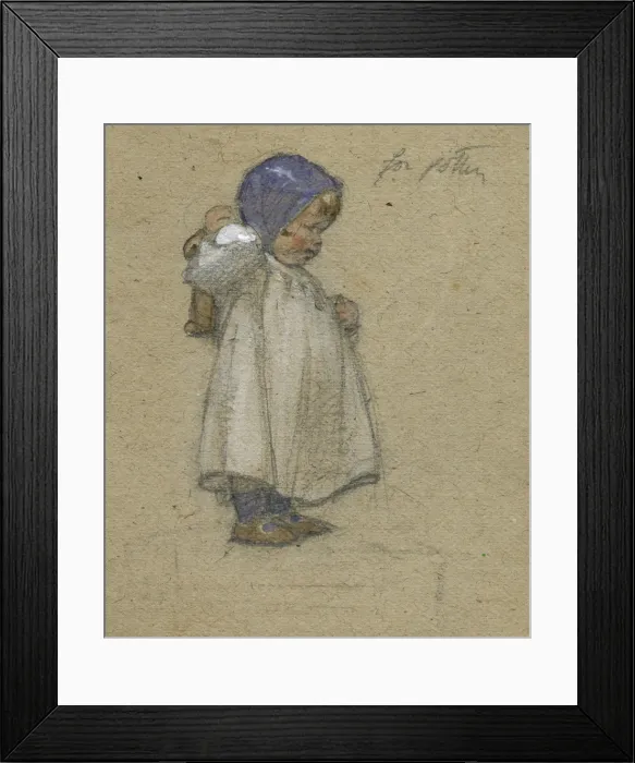 Framed Print : Toddler with a doll by Muriel Dawson Framed Print : Toddler with a doll by Muriel Dawson