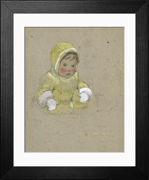 Framed Print : Toddler in yellow and white by Muriel Dawson Framed Print : Toddler in yellow and white by Muriel Dawson