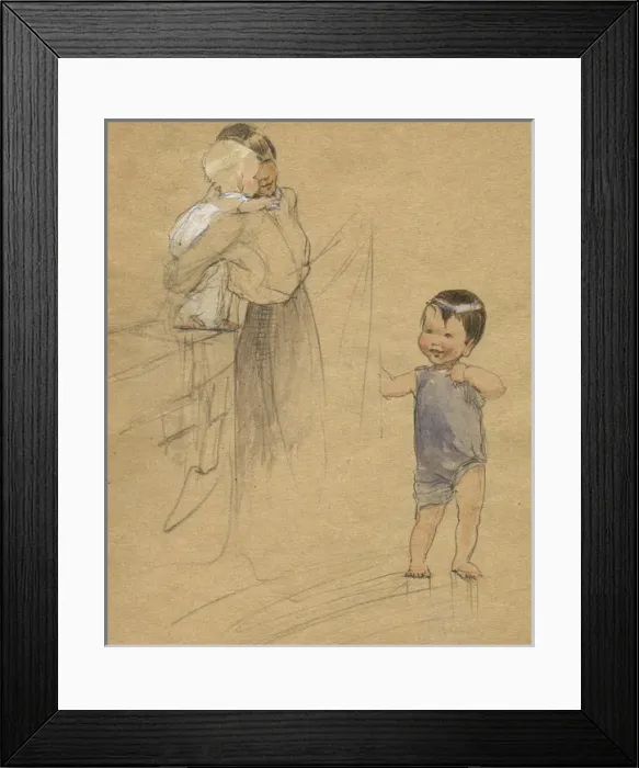 Framed Print : Mother, baby and toddler by Muriel Dawson Framed Print : Mother, baby and toddler by Muriel Dawson