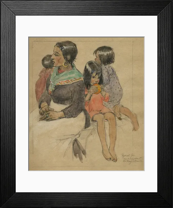 Framed Print : Gipsy woman with children by Muriel Dawson Framed Print : Gipsy woman with children by Muriel Dawson