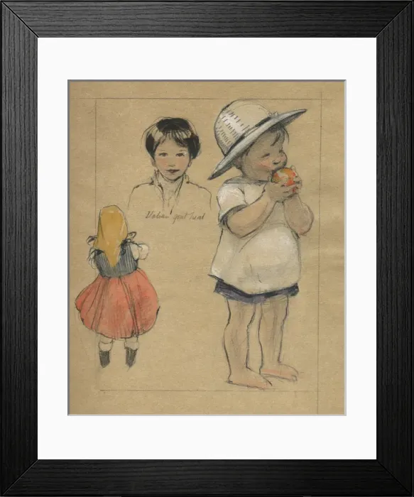 Framed Print : Three studies of children by Muriel Dawson Framed Print : Three studies of children by Muriel Dawson