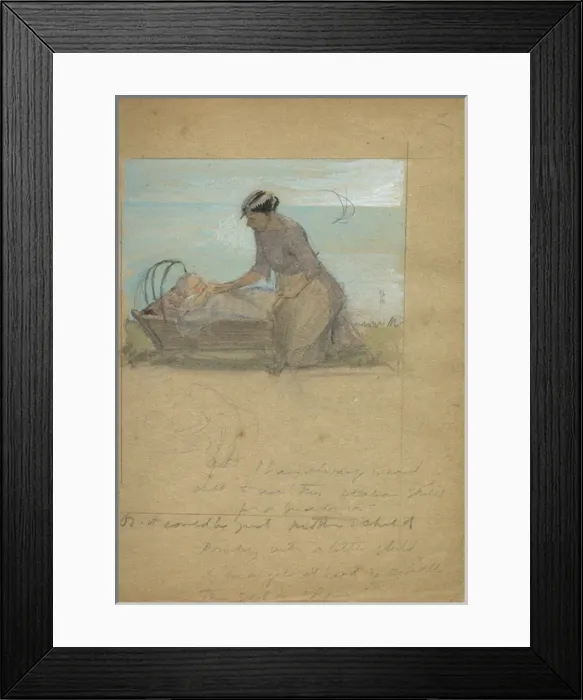 Framed Print : Woman with baby in cradle by Muriel Dawson Framed Print : Woman with baby in cradle by Muriel Dawson