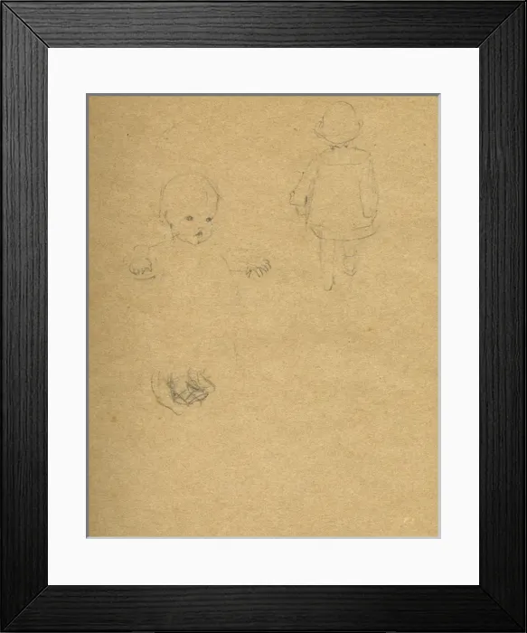 Framed Print : Pencil sketch of toddlers Framed Print : Pencil sketch of toddlers