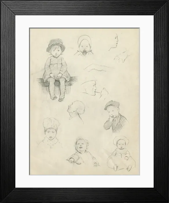 Framed Print : Pencil sketches of children Framed Print : Pencil sketches of children