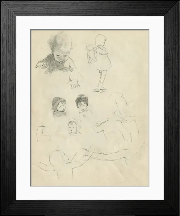 Framed Print : Pencil sketches of children Framed Print : Pencil sketches of children