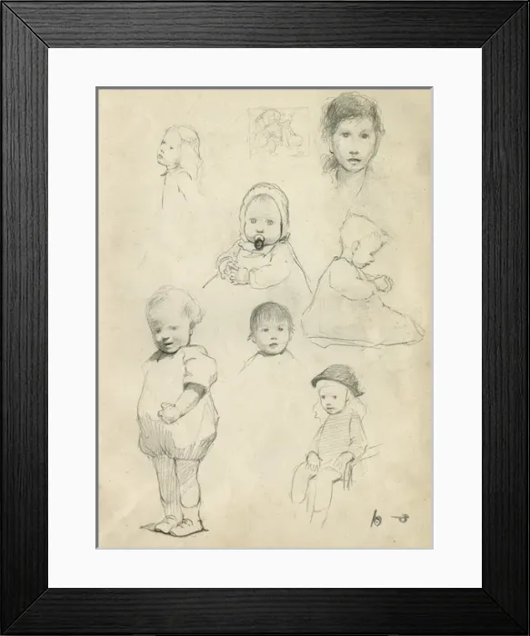 Framed Print : Pencil sketches of children Framed Print : Pencil sketches of children