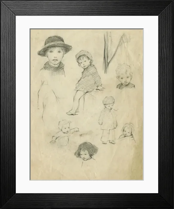 Framed Print : Pencil sketches of children Framed Print : Pencil sketches of children