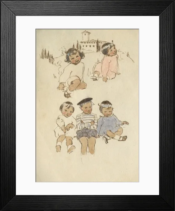 Framed Print : Colour sketches of children by Muriel Dawson Framed Print : Colour sketches of children by Muriel Dawson