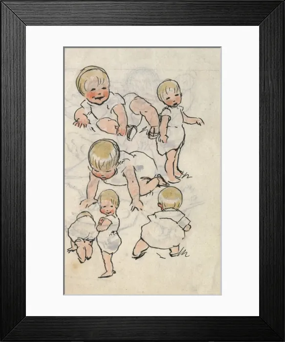 Framed Print : Colour sketches of babies and toddlers Framed Print : Colour sketches of babies and toddlers