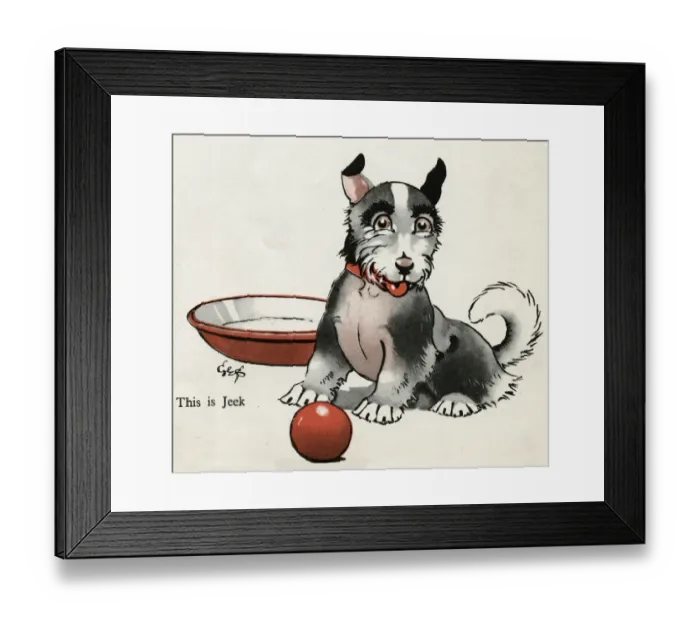 Framed Print : Jeek the puppy with bowl and ball Framed Print : Jeek the puppy with bowl and ball