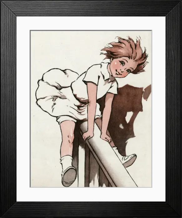 Framed Print : Gerry sliding down the banister Framed Print : Gerry sliding down the banister