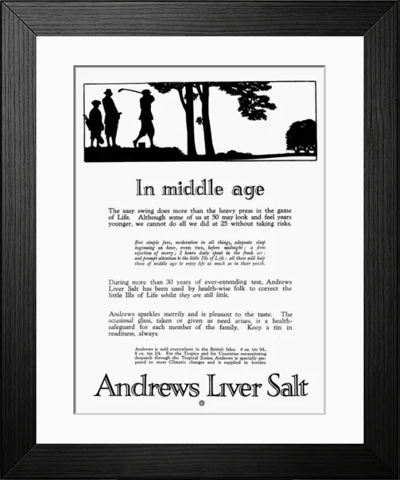 Framed Print : Andrews Liver Salt advertisement by H. L. Oakley Framed Print : Andrews Liver Salt advertisement by H. L. Oakley