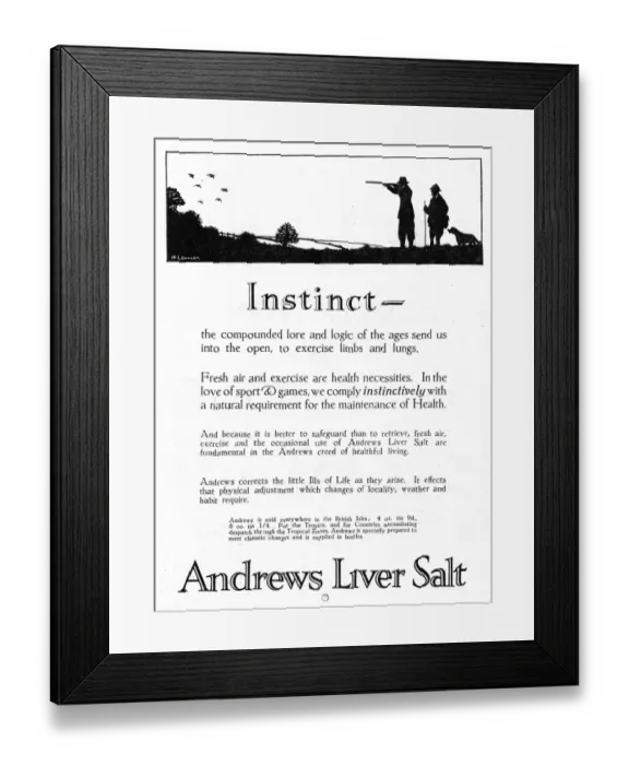 Framed Print : Andrews Liver Salt advertisement by H. L. Oakley Framed Print : Andrews Liver Salt advertisement by H. L. Oakley