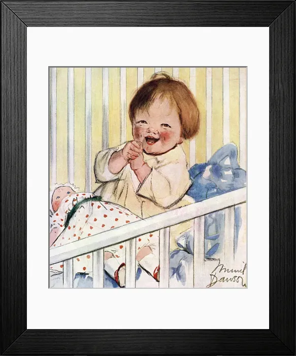 Framed Print : Baby in a play pen by Muriel Dawson Framed Print : Baby in a play pen by Muriel Dawson