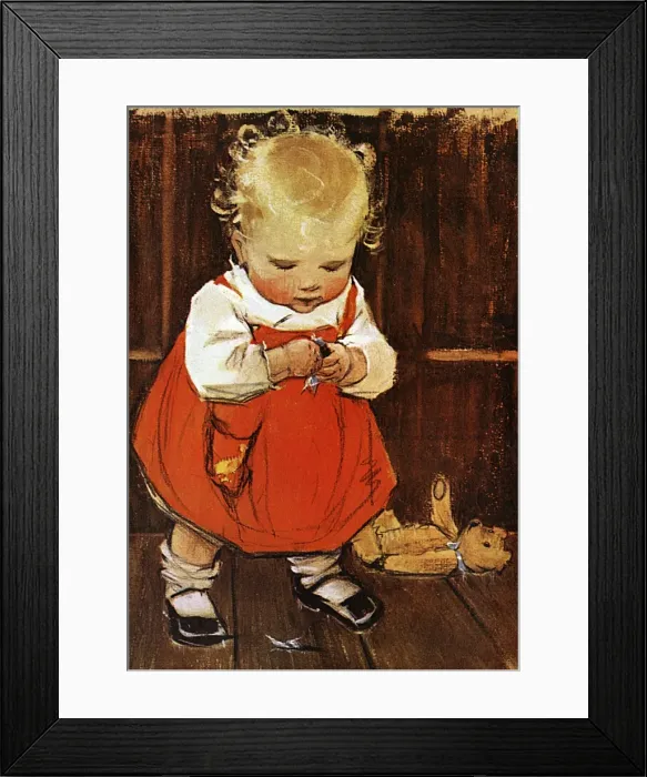 Framed Print : Toddler in a red smock by Muriel Dawson Framed Print : Toddler in a red smock by Muriel Dawson