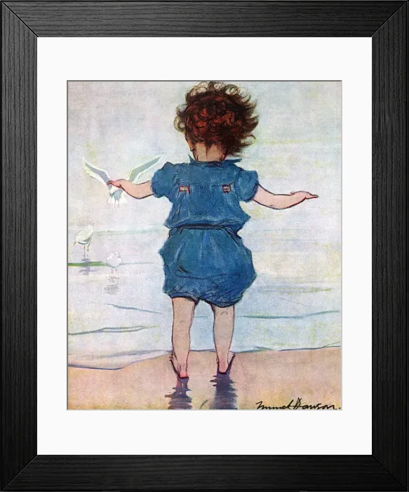 Framed Print : Toddler in blue at the seaside by Muriel Dawson Framed Print : Toddler in blue at the seaside by Muriel Dawson