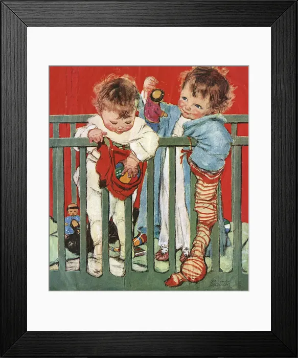 Framed Print : Two toddlers in their cot by Muriel Dawson Framed Print : Two toddlers in their cot by Muriel Dawson