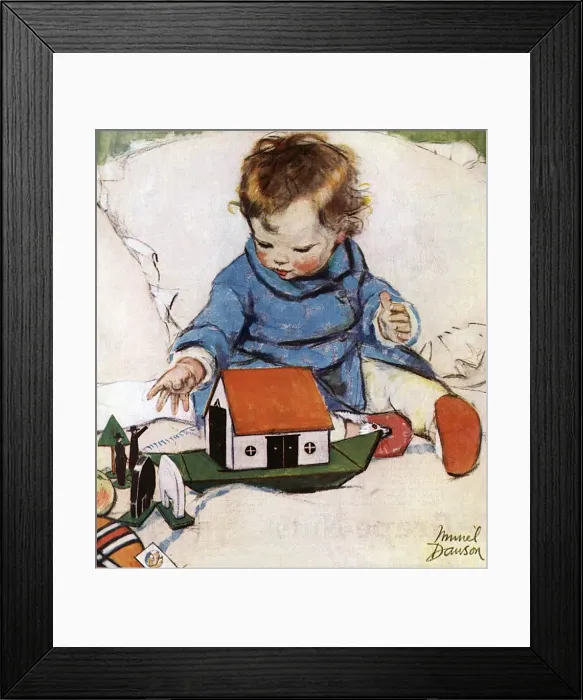 Framed Print : Toddler with Noahs Ark, by Muriel Dawson Framed Print : Toddler with Noahs Ark, by Muriel Dawson