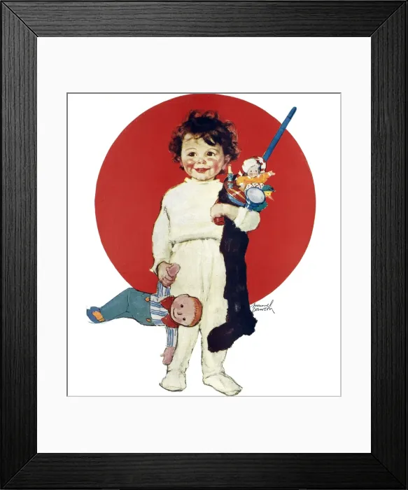 Framed Print : Toddler with Christmas stocking by Muriel Dawson Framed Print : Toddler with Christmas stocking by Muriel Dawson