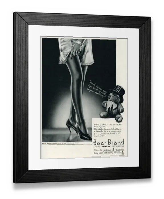 Framed Print : Advert for Stockings by Bear Brand 1934 Framed Print : Advert for Stockings by Bear Brand 1934