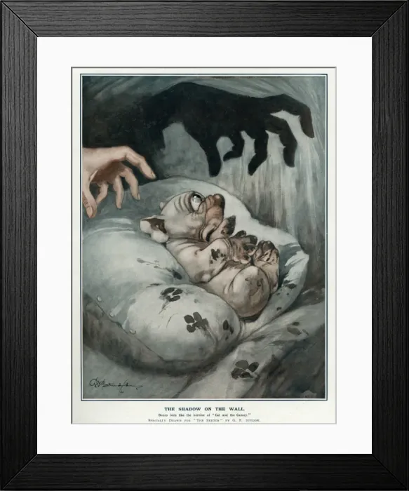 Framed Print : The Shadow on the Wall by George Studdy Framed Print : The Shadow on the Wall by George Studdy
