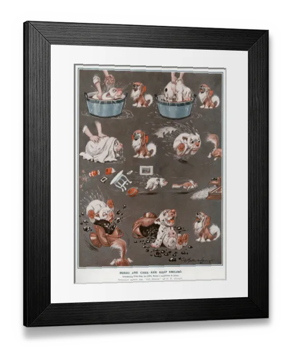 Framed Print : Bonzo and Chee-Kee keep smiling by George Studdy Framed Print : Bonzo and Chee-Kee keep smiling by George Studdy